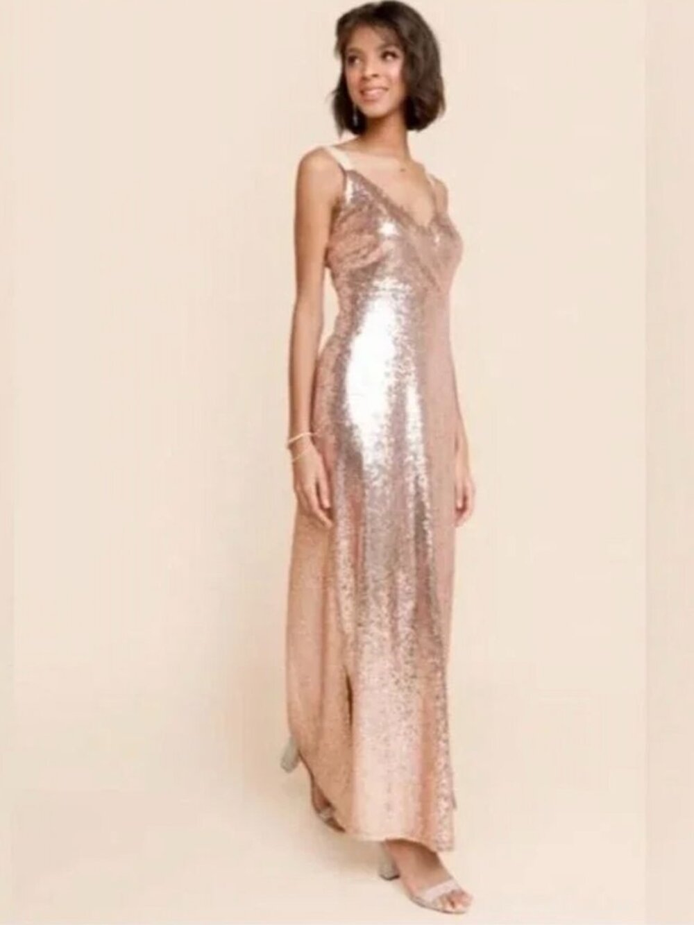 Long Gold Sequin Francesca's Party Dress